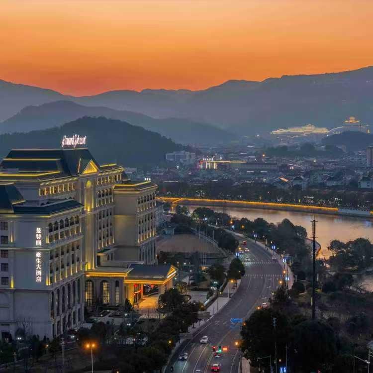Howard Johnson Maitreya Plaza Xikou seen from the air